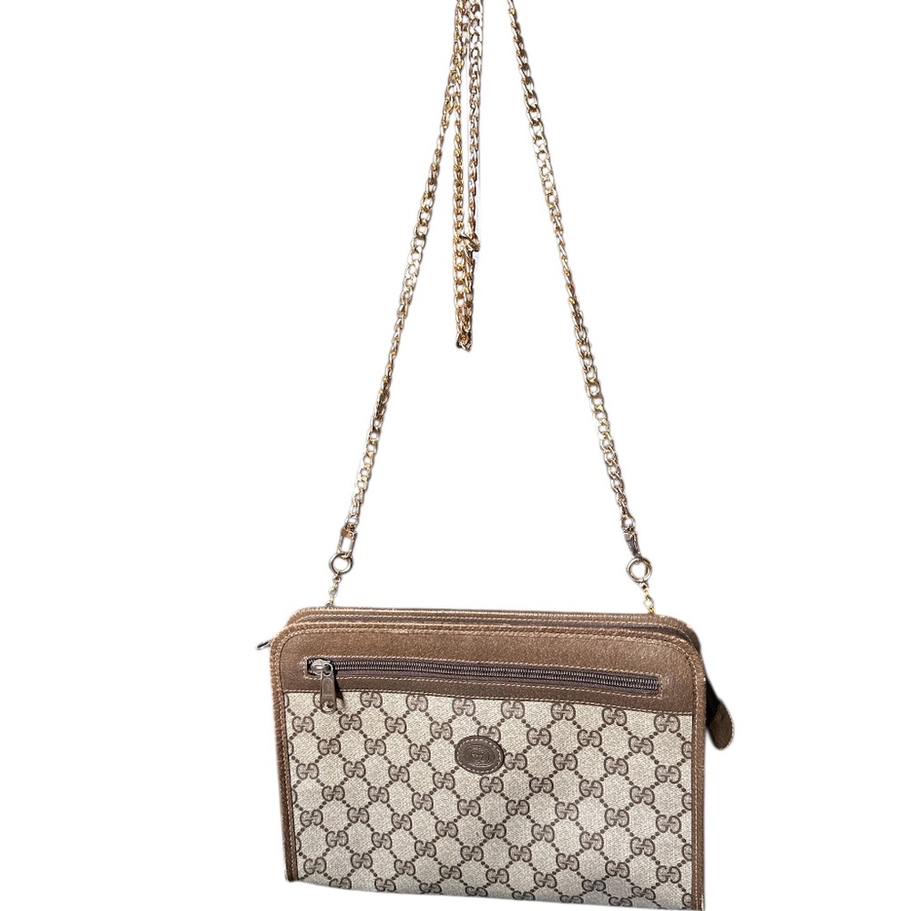 Vintage GUCCI GG Canvas /Leather Supreme Clutch with Permanent Conversion -READ